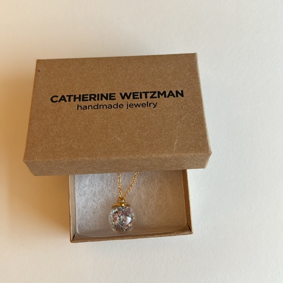 Catherine Weitzman Jewelry - Long Gold Tone Chain w/ Small Clear Globe w/Stones - Picture 8 of 8